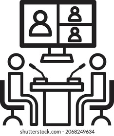 vector de icono de videoconferencia. reunión a larga distancia.