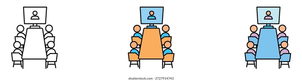 Video conference icon vector. Professional team collaborating symbol. vector illustration.