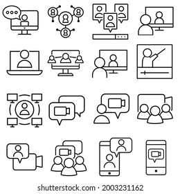 Video conference icon vector set. Video Call illustration sign collection. online training symbol or logo.