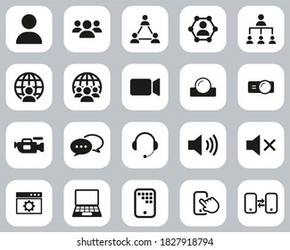 Video Conference Icons Black & White Flat Design Set Big