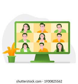 Video conference illustration in flat design style. good use for web design, mobile apps, banner.