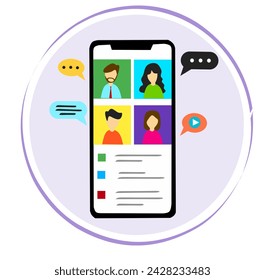 Video conference illustration vector for design advertising in laptop and smartphone can be use for background banner and element of design business