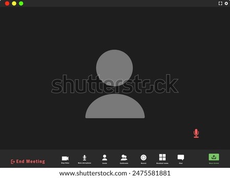 Video conference interface. Call screen tamplate. Online meeting, webinar with backgraund