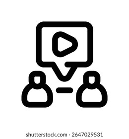 video conference line icon. Clean and minimalist vector icon for websites, mobile apps, presentations, and logos. Fully scalable and customizable for any project.