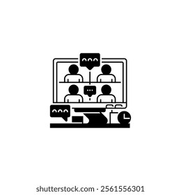 Video Conference Line Icon. linear style sign for mobile concept and web design. Outline vector icon.
