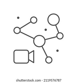 Video conference line outline icon
