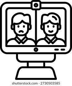 Video Diseño de icono de Vector de línea de conferencia