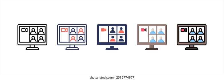 Video Conference Multi Style Icon Set