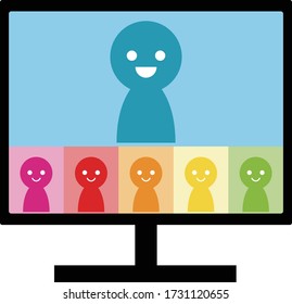 video conference on desktop computer (colorful)
