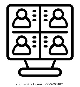 Video conference on isolation icon outline vector. Home quarantine. Social work
