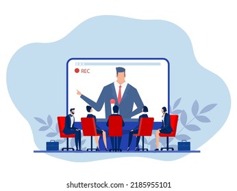 video conference online call , business people meeting conference concept vector illustration - Shutterstock ID 2185955101