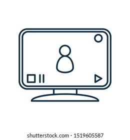 Video conference and online communication icon in line style. Vector illustration. Virtual modern education