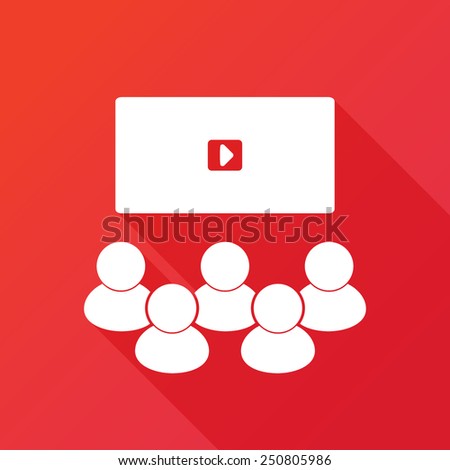 video conference, online meeting. Vector illustration flat design with long shadow
