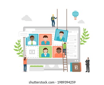Video conference (online remote learning) concept vector illustration