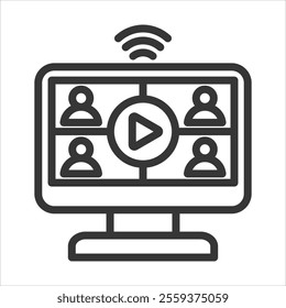 Video Conference Outline Icon Vector Illustration