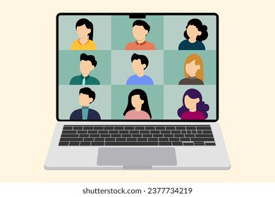 video conference, people connecting together, learning or meeting online with teleconference, Remote work, Work from home, Business vector illustration