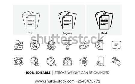 Video conference, Phone insurance and Fast delivery line icons. Pack of E-mail, Consulting business, Text message icon. Online storage, Orange juice, Donation money pictogram. Attention. Vector