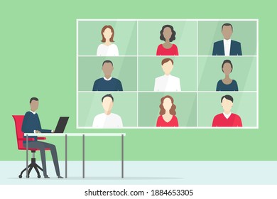 Video conference. Remote teamwork. Vector illustration.