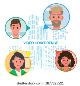 video conference remote working,online meeting work form home,Vector illustration cartoon character.