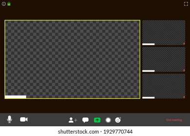 Video conference screen. Video call template. Remote work, distance learning, webinar vector illustration