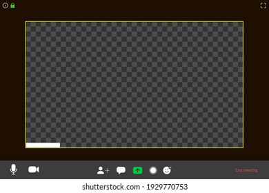 Video conference screen template. Online meeting, webinar, video call. One window. Vector illustration