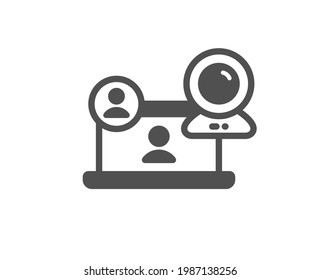 Video conference simple icon. Online training sign. Web camera symbol. Classic flat style. Quality design element. Simple video conference icon. Vector