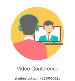 Video Conference and study icon concept