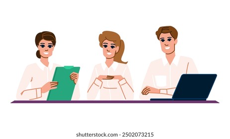 Video Vector Video de trabajo en equipo de conferencia. Llamada remota, grupo de computadora, hombre Despacho de conferencia Personaje de trabajo en equipo. personas Ilustración plana de dibujos animados