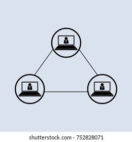 Video conference, teamwork. vector  icon
