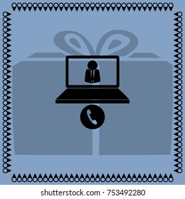 Video conference, teamwork. vector  icon