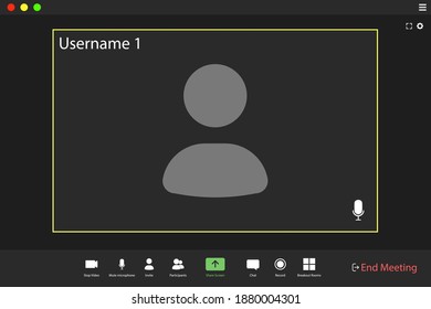 Video conference user interface. Video call screen interface template. Application for social communication.