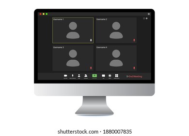 Video conference user interface. Video call screen interface template. Application for social communication.