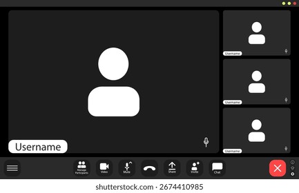 Interface do usuário de videoconferência, sobreposição da janela de chamadas de videoconferência