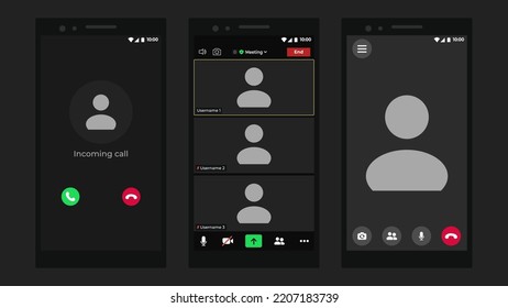 Video conference user interface. User web video call window. Call Window App template. Digital communication. Remote communication.