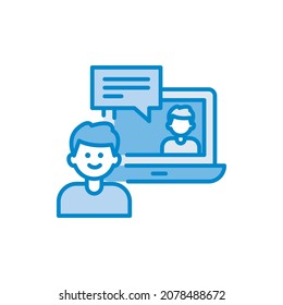 Video Conference vector blue colours Icon Design illustration. Web And Mobile Application Symbol on White background EPS 10 File