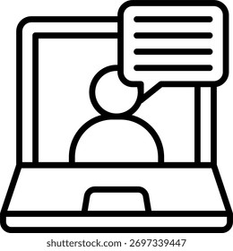 Videokonferenz, Vektordesign im modernen Stil, Business Meeting und virtuelles Zusammenarbeitskonzept, Remote-Teamwork-Illustration. Liniensymbol