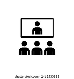 Video Konferenz Vektorgrafik Icon Flat . Bearbeitbare Zeichenabbildung auf weißem Hintergrund..eps