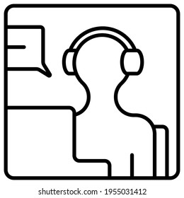 Icono vectorial de videoconferencia aislado en un fondo blanco.