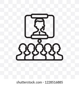 Video conference vector linear icon isolated on transparent background, Video conference transparency concept can be used for web and mobile
