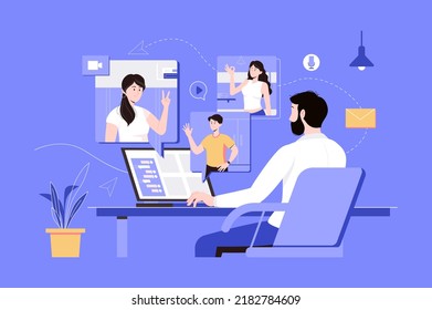 Video Conference Web Concept People Scene Stock Vector (Royalty Free ...