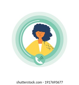 video conference woman character digital communication vector illustration