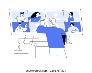 Video conferencing abstract concept vector illustration. People talking using video chat, smart classes, data visualizations, online training, cloud-based communication systems abstract metaphor.