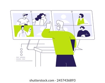Video conferencing abstract concept vector illustration. People talking using video chat, smart classes, data visualizations, online training, cloud-based communication systems abstract metaphor.