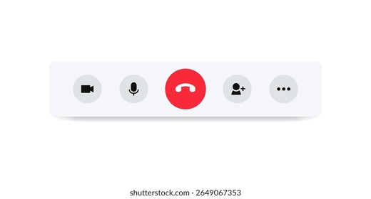 Conjunto de vetores de coleção de ícones de comunicação de videoconferência mostrando a interface de chamada dos participantes do microfone da câmera para ferramentas e aplicativos de reuniões online virtuais