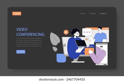 Video Conferencing concept. A vibrant depiction of online meetings, where distance is no barrier to teamwork and collaboration. Interactive digital discussions made simple. Vector illustration.