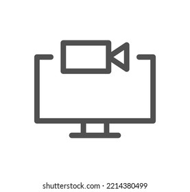 Video conferencing icon outline and linear vector.
