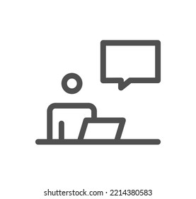 Esquema del icono de videoconferencia y vector lineal.
