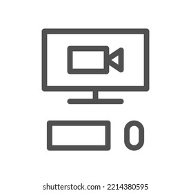 Video conferencing icon outline and linear vector.
