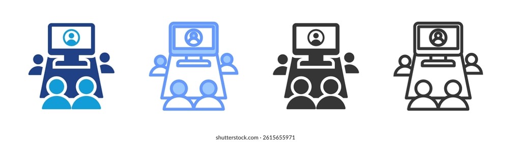 Video Conferencing icon set multiple style collection