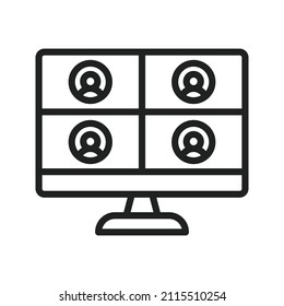 Imagen vectorial de icono de videoconferencia. También se puede usar para Fitness físico. Adecuado para aplicaciones móviles, aplicaciones web y medios impresos.